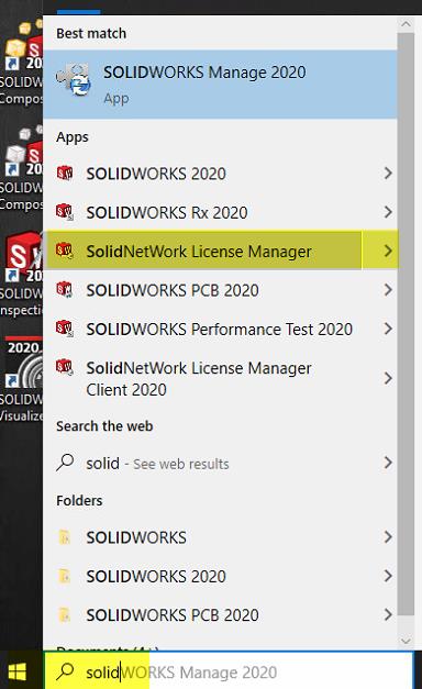 solidworks network license manager